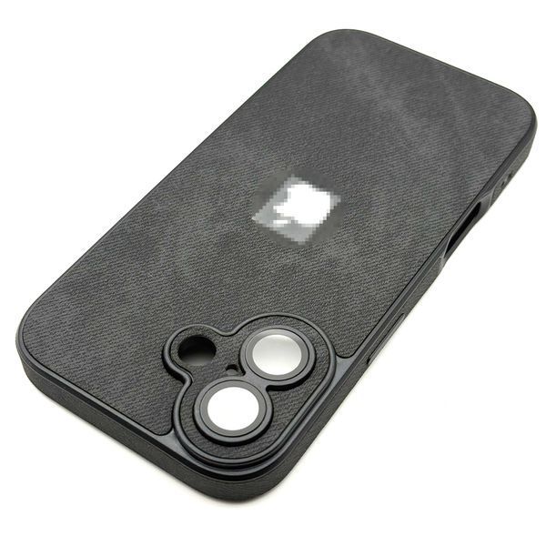 Чохол Textile Jeans with Camera Glass для iPhone 16 Black txt0026  фото