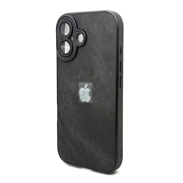 Чохол Textile Jeans with Camera Glass для iPhone 16 Black txt0026  фото